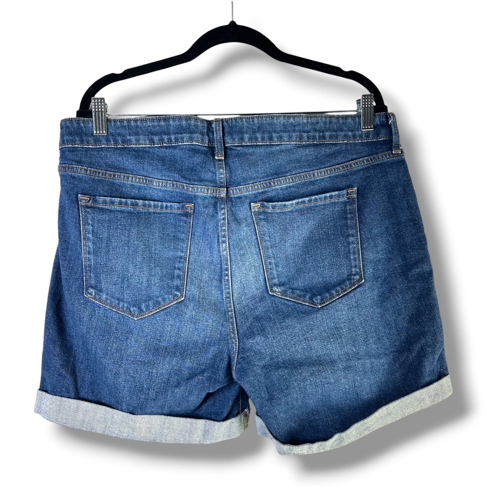 Old‎ Navy Womens 14 Shorts Slim Midi Dark Beach Tree Distressed Cuffed Denim - Picture 2 of 7
